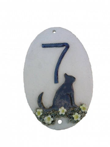Oval house plaque - lucky black cat