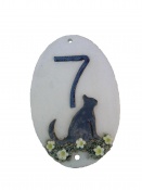 Oval house plaque - lucky black cat