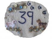 Medium house number - doggy design