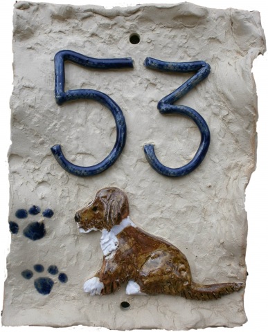 Dog and paw prints