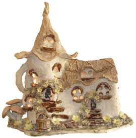 Large Thatched Roof House Lamp