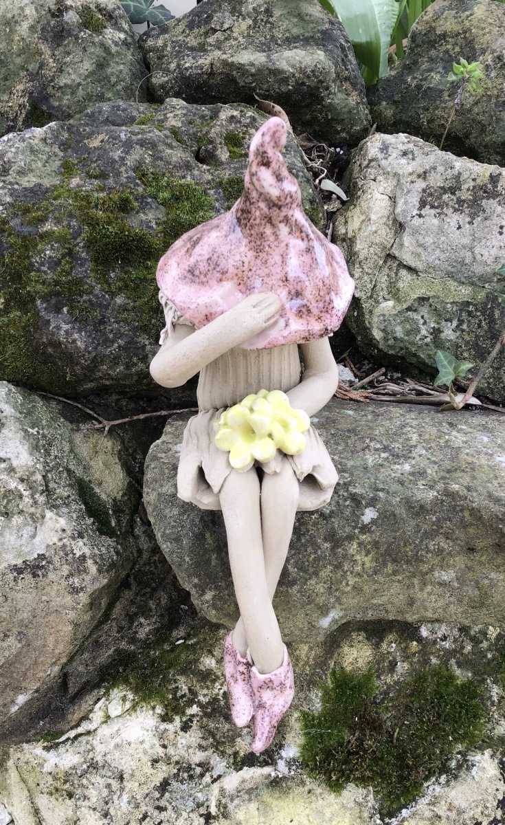 Over the edge with a posy of flowers