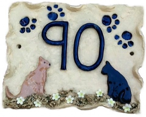 Cat design - square shape, 2 cats, paw prints